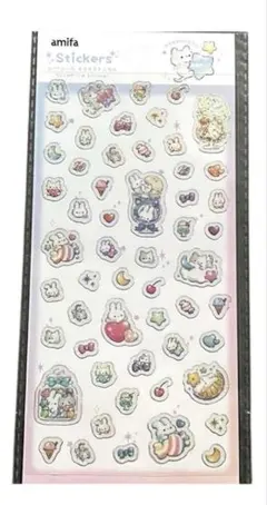 【大好評】キラキラアニマル　シートシール　ホログラム　うさぎ　ねこ　スイーツ