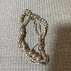 パールとゴールドの多層バングル　リストバンド