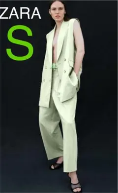 新品ZARA ベルト付きハイライズパンツS