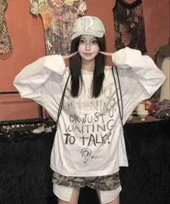SHEIN購入！レディース 春秋 レタープリント 韓国風 長袖 Tシャツ　S