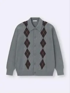 ⭐️GU⭐️ニットポロカーディガン(アーガイル) size S