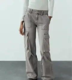 ZARA ザラ MID RISE TRF　カーゴデニムパンツ バギー EU34
