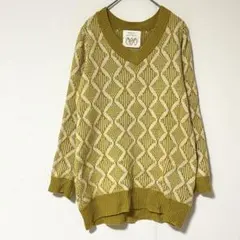 ロペピクニック ヒカルノグチ 長袖Vネックニット ウール混 レトロ ふるじょ M