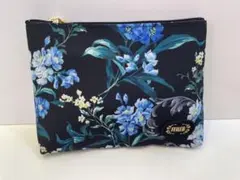 FEILER 花柄ポーチ 黒/青/白 約25cm x 20cm