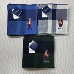 【未使用品】 ポロラルフローレン ポロベア チェック ハンドタオル 3枚セット