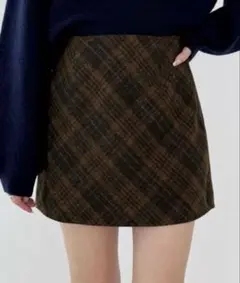 Heather 起毛チェックミニスカート
