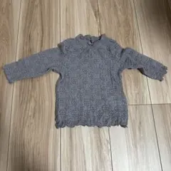 グレー レース編み 長袖トップス 80-110cm