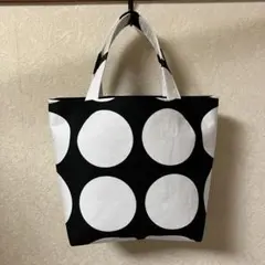 ミニトートバッグ・ビッグドット・大きな水玉・モノトーン・黒・白・匿名発送