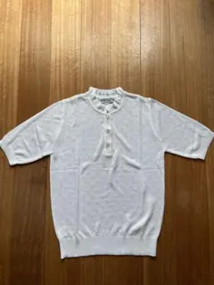 夏　ホワイト透かし編みショートスリーブセーター