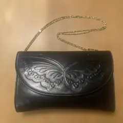 HANAEMORI 黒 蝶模様 パーティーバッグ