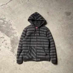 00s Quiksilver クイックシルバー ボーダー ジップ パーカー 厚手のサムネイル