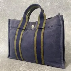 HERMES エルメス　フールトゥPM キャンバス　トートバッグ ネイビーのサムネイル