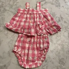 babygapピンクチェックフリルセットアップ