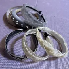 カチューシャ 6個セット パール レース リボン ヘアアクセサリー