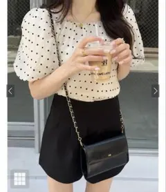 GRL ドット柄シアーバルーンスリーブブラウス