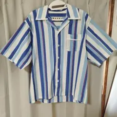 【美品】MARNI コットンストライプクロップド半袖シャツ 美品】MARNI コットンストライプクロップド半袖シャツ 23SS - メルカリ