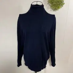 ZARA ザラ　ニット　タートルネック　薄手　春　ネイビー　Mサイズ　長袖