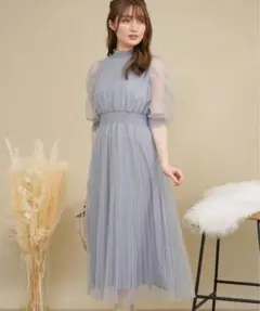 チュールドットドレス　パーティードレス　結婚式　同窓会　ドレス　Sサイズ