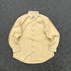 90s USA製 WOOLRICH コットンシャツ キャメル 無地 ワンカラー