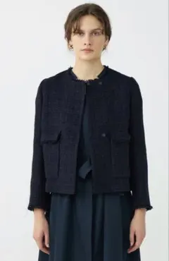 【美品】Ballsey ノーカラージャケット 36 ネイビー