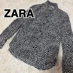 ZARA ドット柄 ヒョウ柄　アニマル柄　長袖シャツ 総柄　S　ブラウス