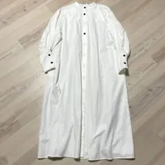 e/rm ロングカフスハイネックワンピース F シャツワンピ ロング 白