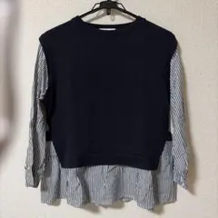 ニット✖️ストライプシャツ