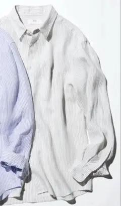 UNIQLO プレミアムリネンシャツ/ストライプ XL