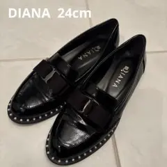 DIANA リボン×パールローファー クロ　24cm