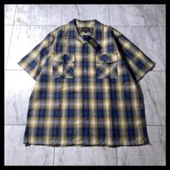 ペンドルトン 開襟 オープンカラー リネン混 オンブレチェック シャツ 半袖 L