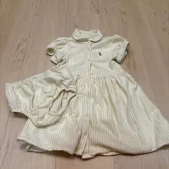 【美品】Ralph Lauren イエロー ストライプ ワンピース 90cm