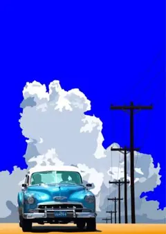 N o23 夏空　絵画　イラスト画　自作絵画展のサムネイル
