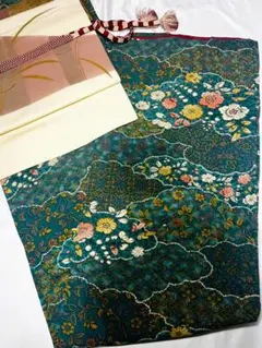 キキ様【美品】小紋　袷　ポリエステル着物　洗える着物　辻が花風　青