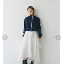 新品 jouetieレースアシメフリルロングスカート ホワイト