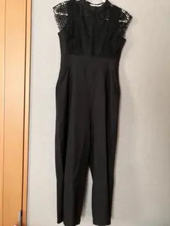 パンツドレス　パーティードレス　ブラックレースジャンプスーツ