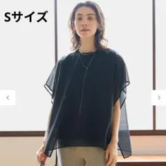UNFILO 【洗える】シアーレイヤード Tシャツ ブラック Sのサムネイル