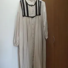 サマンサモスモス配色長袖ワンピース ベージュ