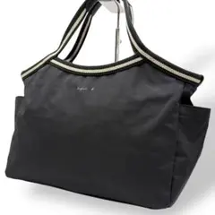 アニエスベーボヤージュ ハンドバッグ トートバッグ ナイロン 黒 ブラック ロゴ