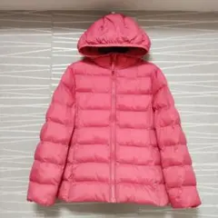 ユニクロ GIRLS ライトウォームパデットパーカ ピンク 120 キッズ