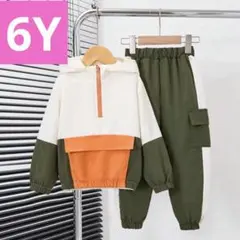 ♥️即発送♥️セットアップ　ハーフジップアップ　パンツ&ジャケット　カーキ　6Y