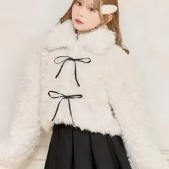 apres jour リボンシャギーブルゾン