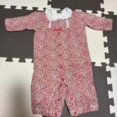 ラグマート　花柄　ロンパース　FREE(50-70)サイズ　赤