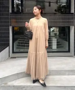 【美品】CAPRICIEUX LE'MAG◆チュールハイネックワンピース