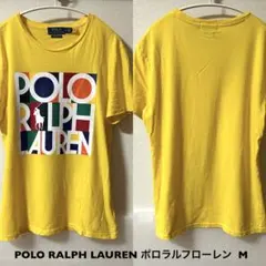 Mサイズ！ポロラルフローレン古着半袖Tシャツ イエロー ラバープリント シングル