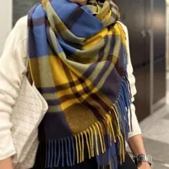 ラス1!新品 Joshua Ellis カシミヤ 70cm大判ストールイエロー