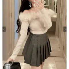 ファーオフショルダーニットトップス[an1271]