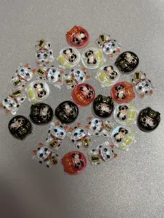 25個デコパーツ、ネイルパーツだるま　招き猫