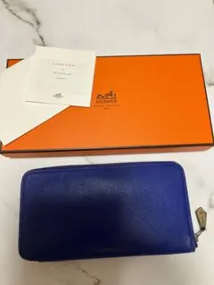 HERMES エルメス シルクイン 長財布 ブルー