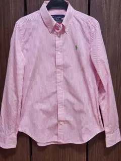 Ralph Lauren スリムフィット 長袖シャツ ピンク ストライプ