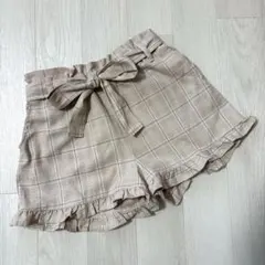 ガールズ　ショートパンツ　140 ベージュ　チェック